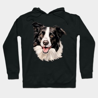 Border Collie Watercolor Portrait Hoodie